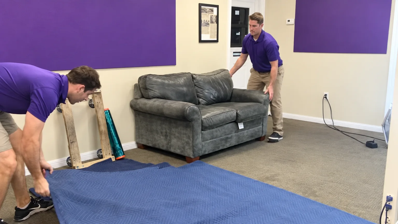 Furniture being unloaded at destination
