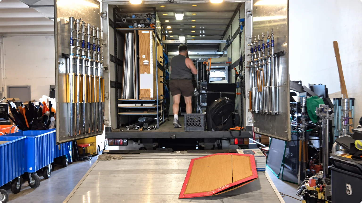 Furniture secured inside a moving truck