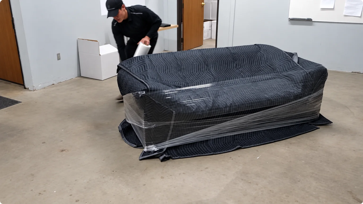 Movers completing a careful unloading sequence